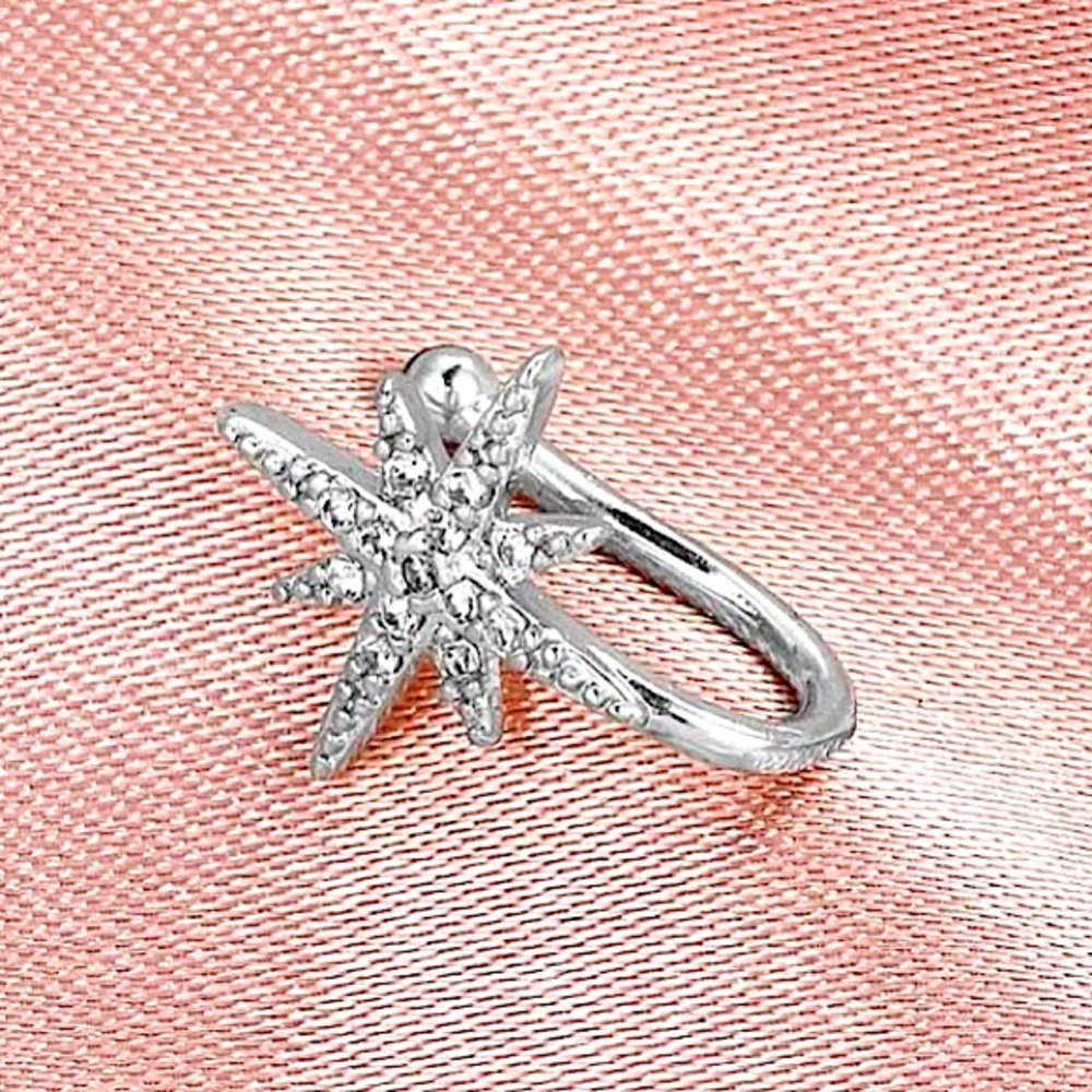 ⚜️𝟯𝟬%𝗢𝗙𝗙 𝗯𝘂𝗻𝗱𝗹𝗲𝘀 𝟯+⚜️ NEW CZ Silver Star Fake Nose Ring - Picture 3 of 8